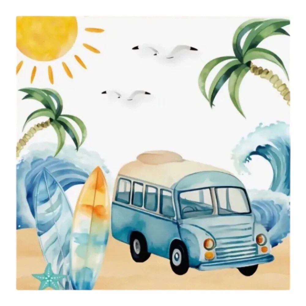 Two (2) Surfing Beach Themed Luncheon Size Decoupage Individual Paper Napkins